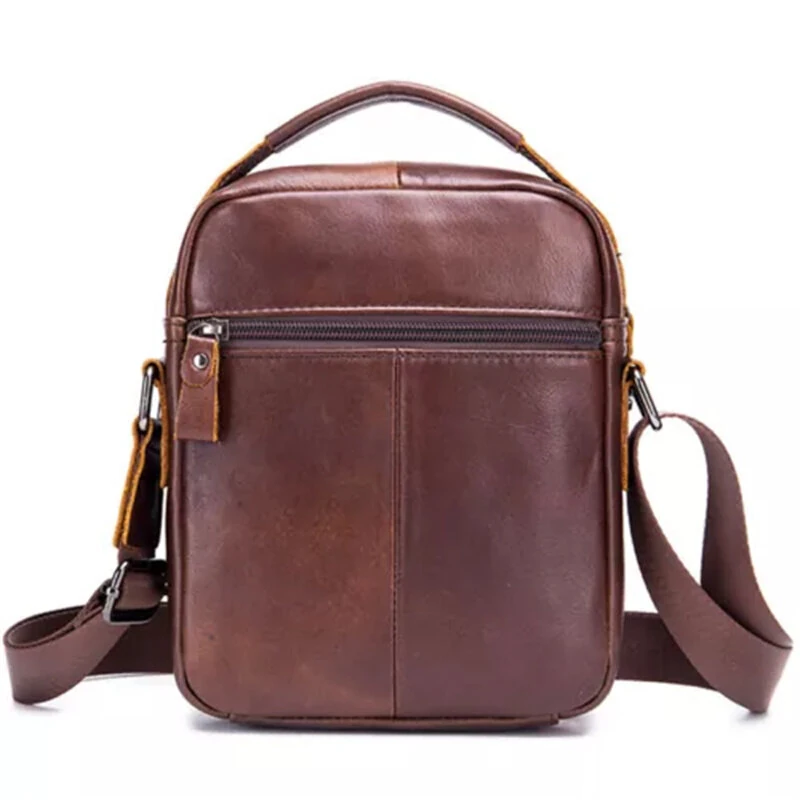 (image for) BULLCAPTAIN Genuine Leather Messenger Bag for Men Adjustable Shoulders Sling Crossbody Bags for Travel Work Business Handbag